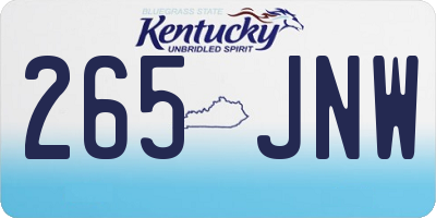 KY license plate 265JNW
