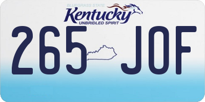 KY license plate 265JOF