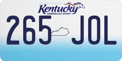 KY license plate 265JOL