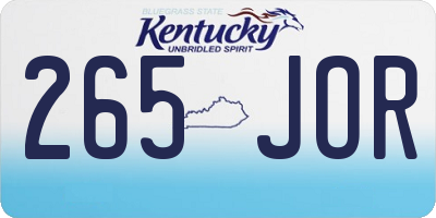 KY license plate 265JOR