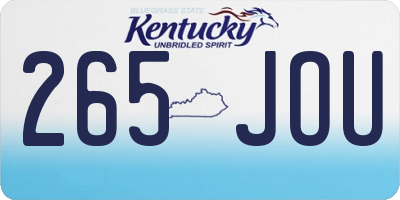 KY license plate 265JOU