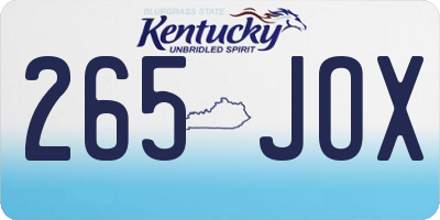 KY license plate 265JOX