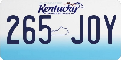 KY license plate 265JOY