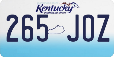 KY license plate 265JOZ