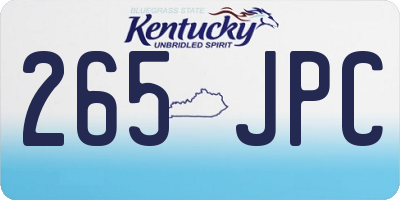 KY license plate 265JPC
