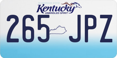 KY license plate 265JPZ