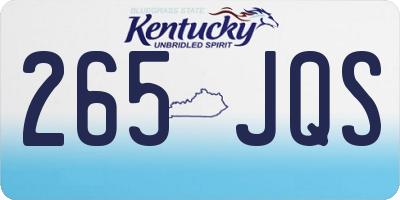 KY license plate 265JQS