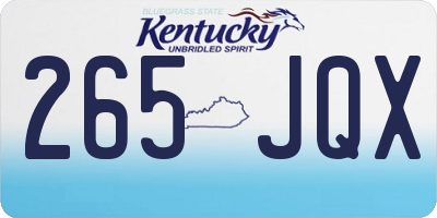 KY license plate 265JQX