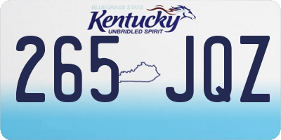 KY license plate 265JQZ
