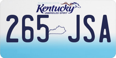 KY license plate 265JSA