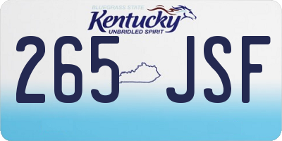KY license plate 265JSF