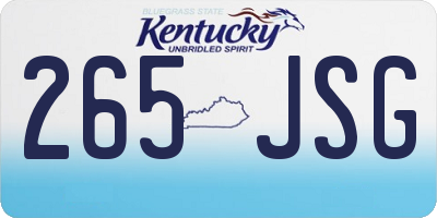 KY license plate 265JSG