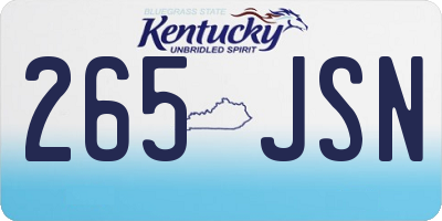 KY license plate 265JSN
