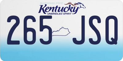 KY license plate 265JSQ