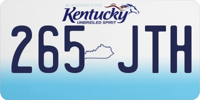 KY license plate 265JTH