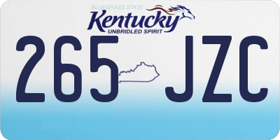 KY license plate 265JZC
