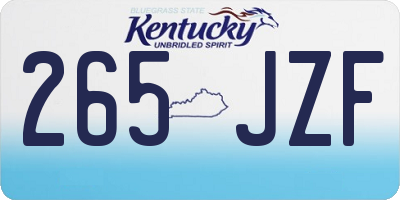 KY license plate 265JZF