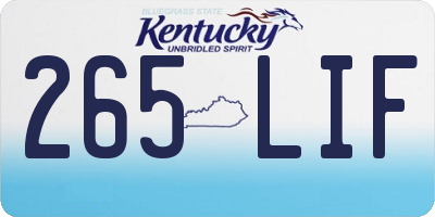 KY license plate 265LIF
