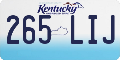 KY license plate 265LIJ