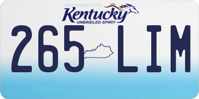 KY license plate 265LIM