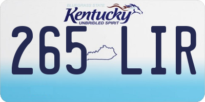 KY license plate 265LIR
