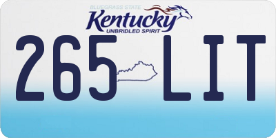 KY license plate 265LIT