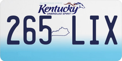 KY license plate 265LIX