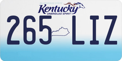 KY license plate 265LIZ