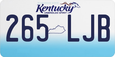 KY license plate 265LJB