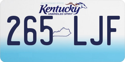 KY license plate 265LJF