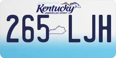 KY license plate 265LJH