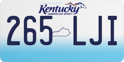 KY license plate 265LJI