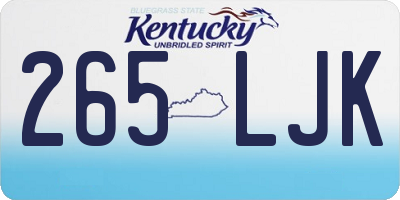 KY license plate 265LJK