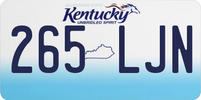 KY license plate 265LJN