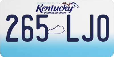 KY license plate 265LJO