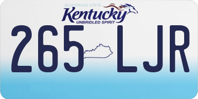 KY license plate 265LJR