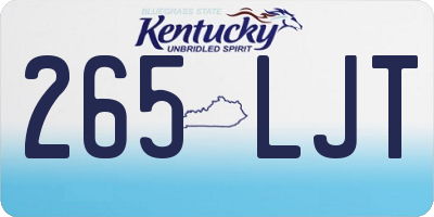 KY license plate 265LJT