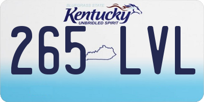 KY license plate 265LVL