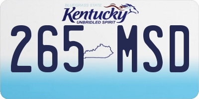KY license plate 265MSD