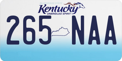 KY license plate 265NAA