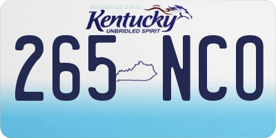 KY license plate 265NCO