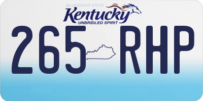 KY license plate 265RHP