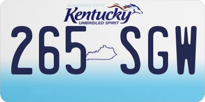 KY license plate 265SGW