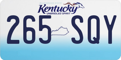 KY license plate 265SQY