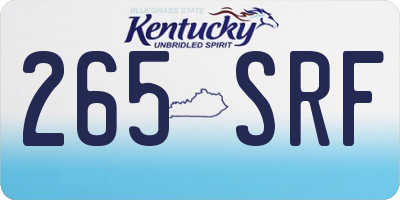 KY license plate 265SRF