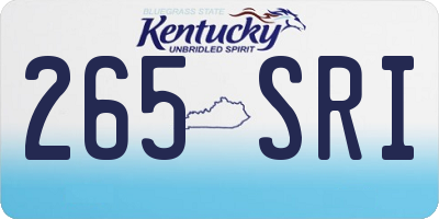 KY license plate 265SRI