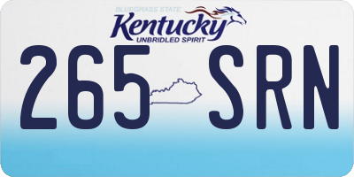 KY license plate 265SRN