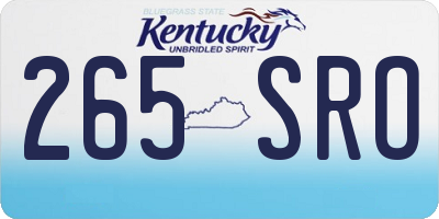 KY license plate 265SRO