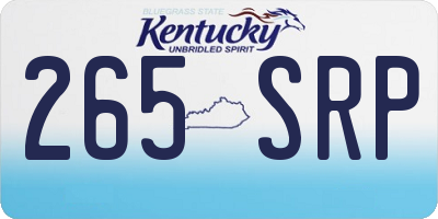 KY license plate 265SRP