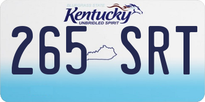 KY license plate 265SRT